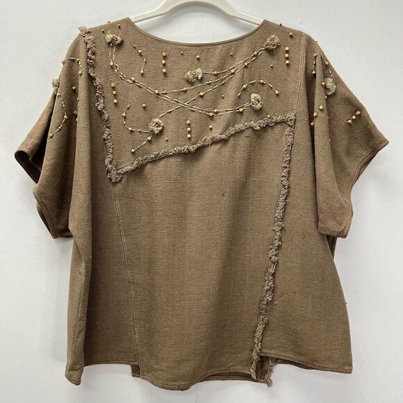 Mercedes &Ā Adrienne Vintageā100% Raw Silk Woven Blouse Embroidered Unique Sizeā8 - Picture 6 of 11